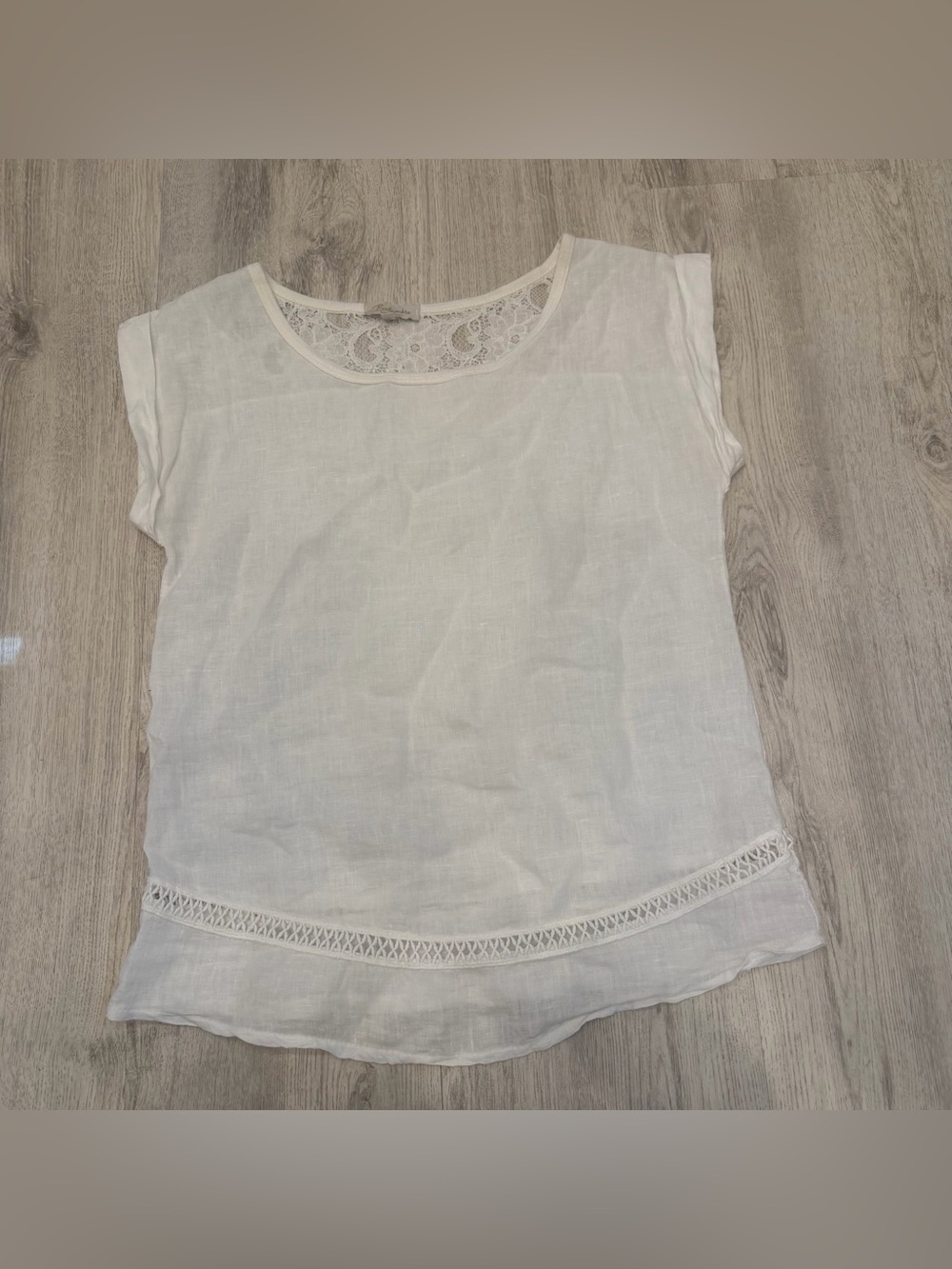 Bellambia Made in Italy 100% Linen White Lace Blouse Size Small